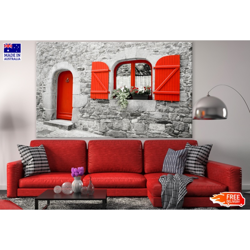 B&W House with Red Windows Photograph Print 100% Australian Made