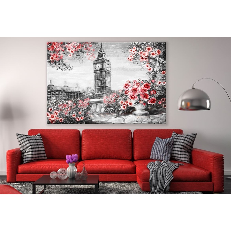 Big Ben & Red Roses Floral Design Painting Print 100% Australian Made