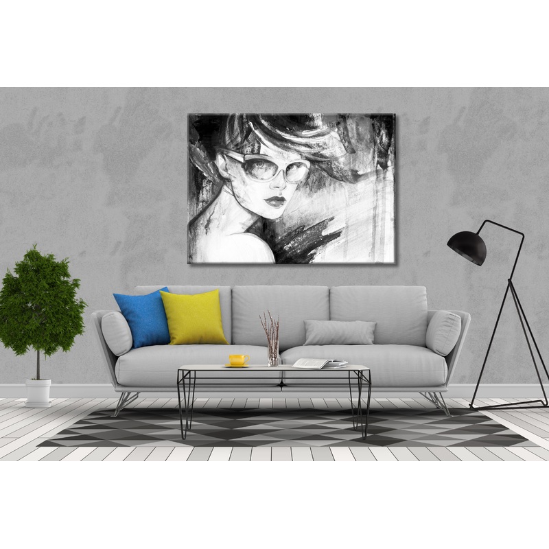 Black and White Fashion Girl with Hat Artistic Nature Print 100% Australian Made