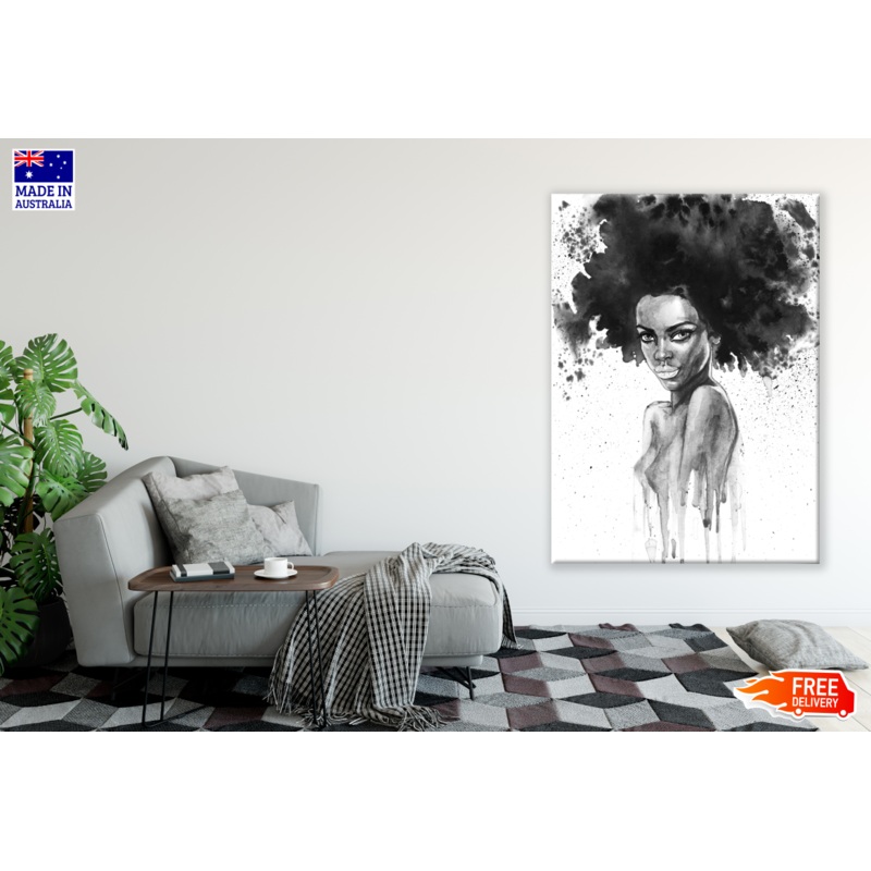 Black Lady Watercolour Painting Print 100% Australian Made