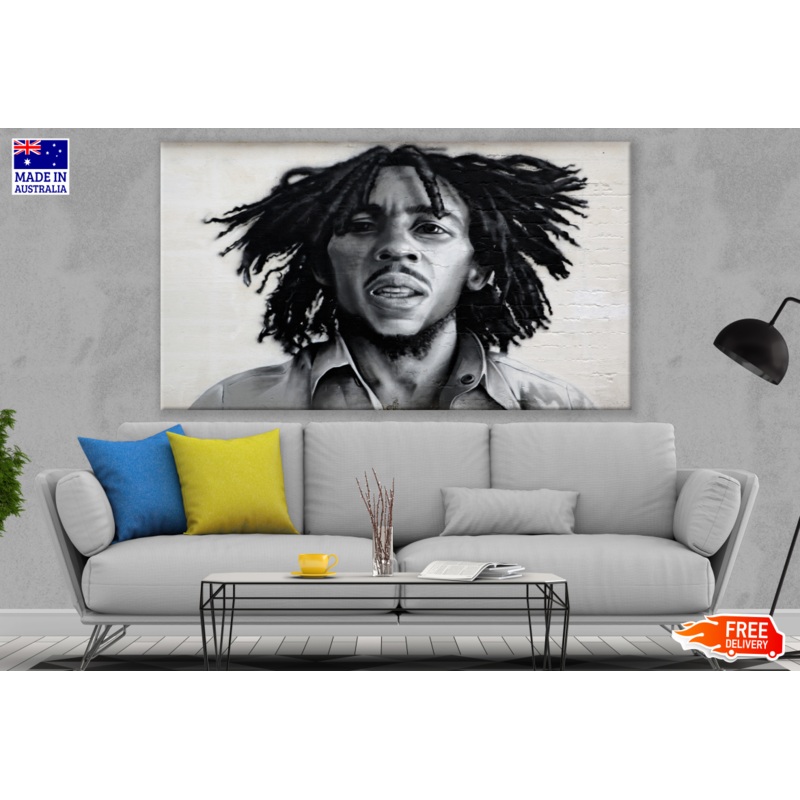 Bob Marley Black & White Portrait Painting Print 100% Australian Made