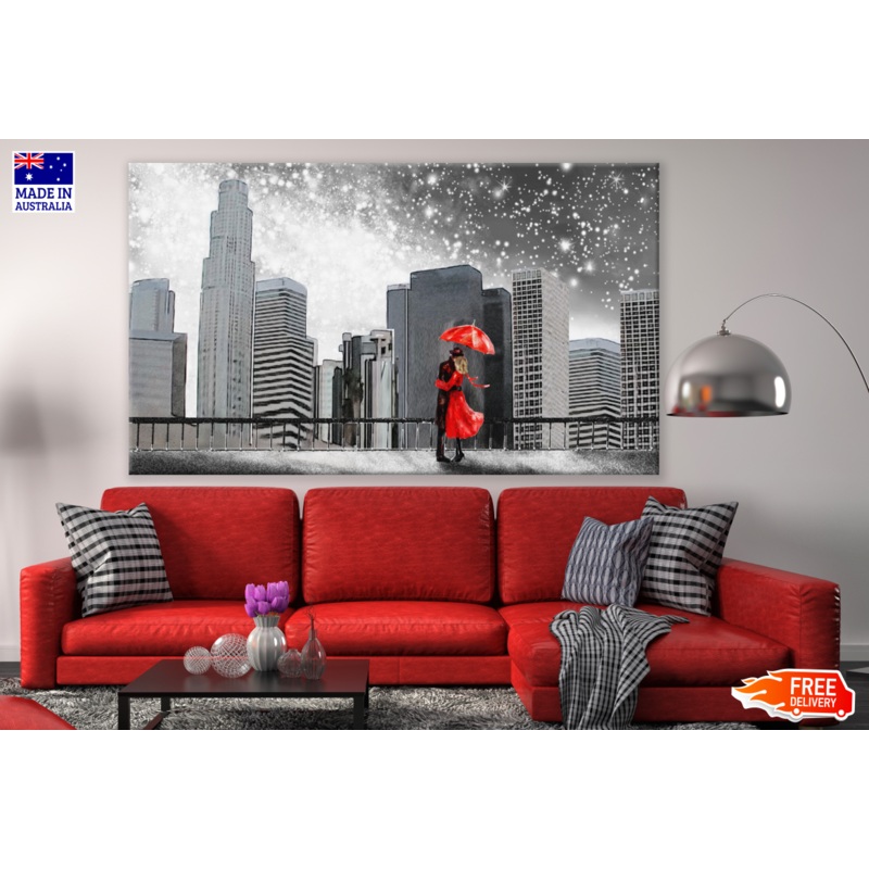 Couple Under Umbrella in New York City B & W Print 100% Australian Made