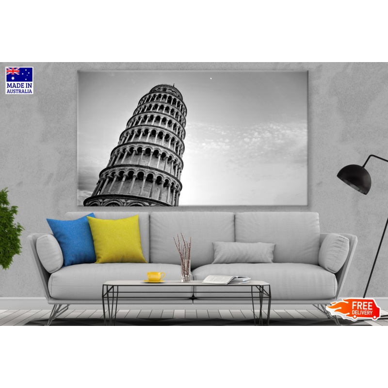 Leaning Tower of Pisa in Italy B&W Photography Print 100% Australian Made
