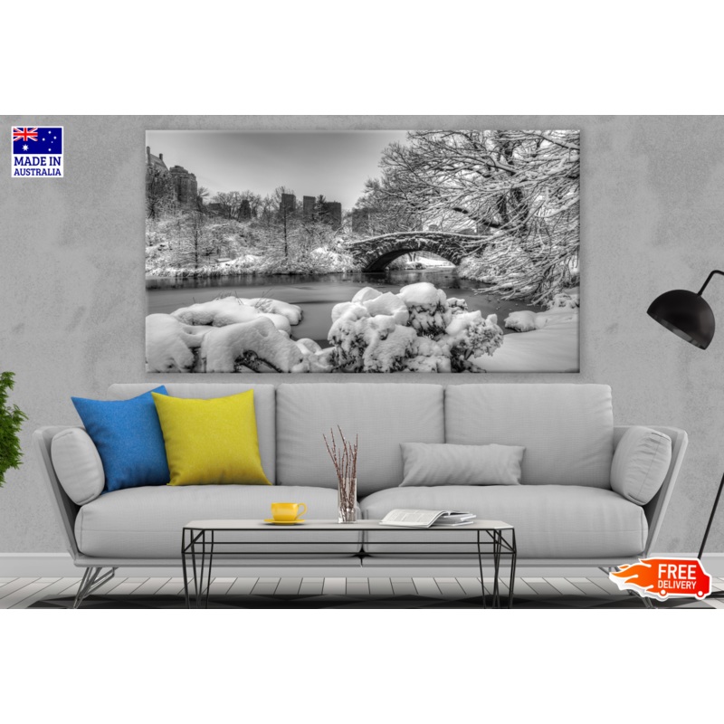 Snow Freezed Lake And Forest Photograph Print 100% Australian Made
