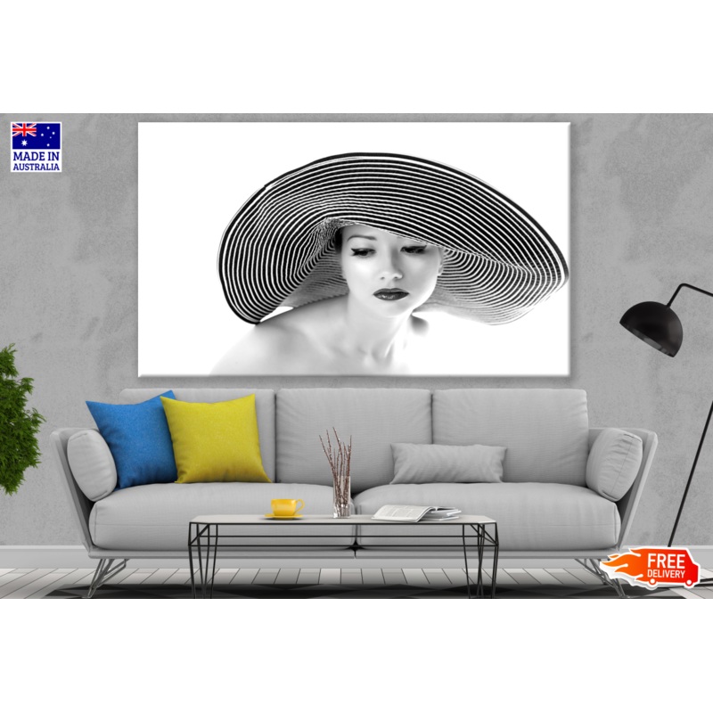 Woman With A Hat B&W Photograph Print 100% Australian Made