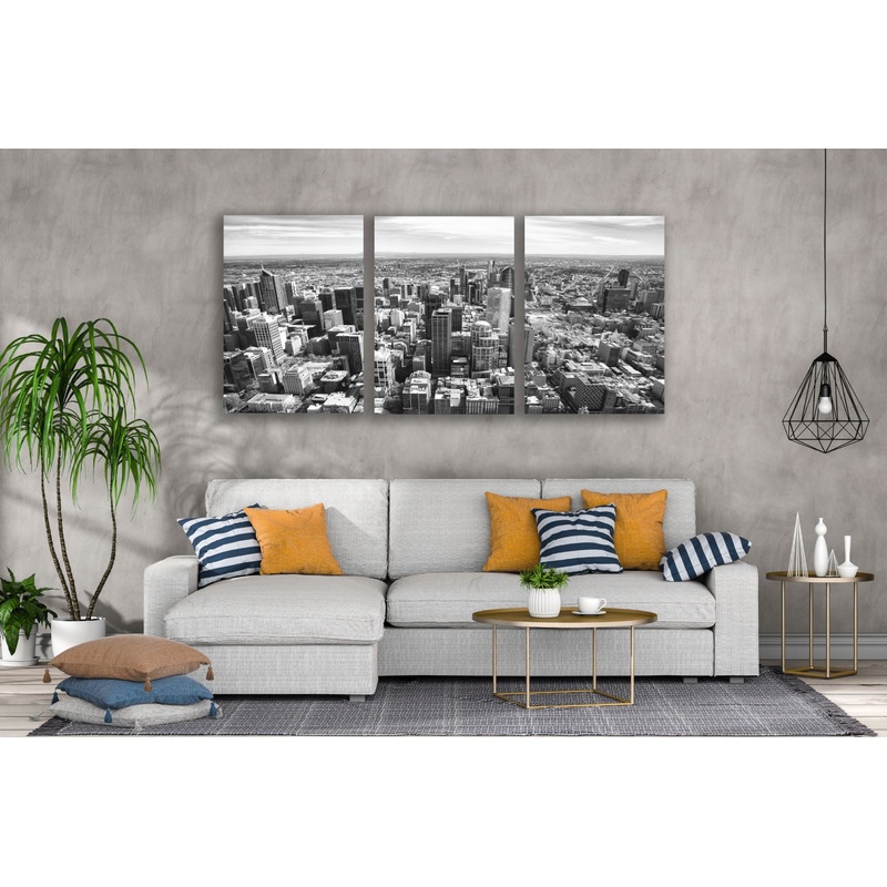3 Set of City Buildings Aerial View B&W Photograph High Quality Print 100% Australian Made Wall Canvas Ready to Hang