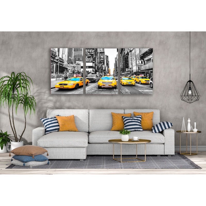 3 Set of Taxis on City B&W Photograph High Quality Print 100% Australian Made Wall Canvas Ready to Hang