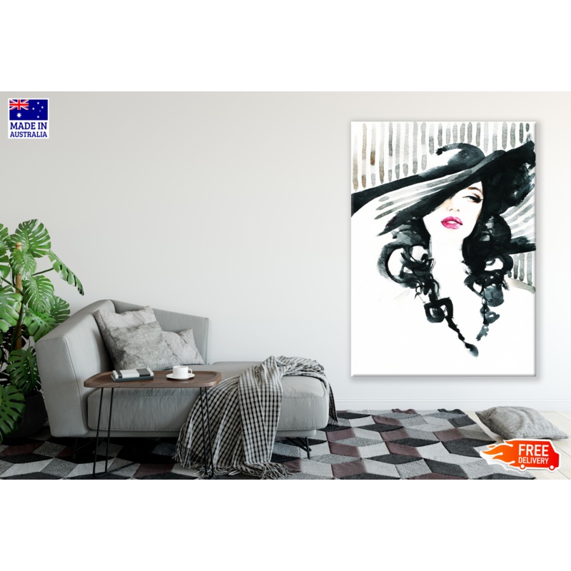 B&W Watercolour Woman Portrait Painting Print 100% Australian Made