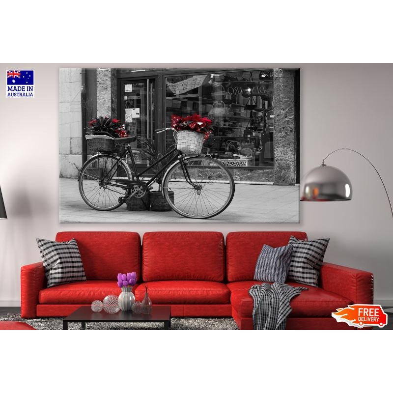 Bicycle with Flowers B&W Photograph Print 100% Australian Made