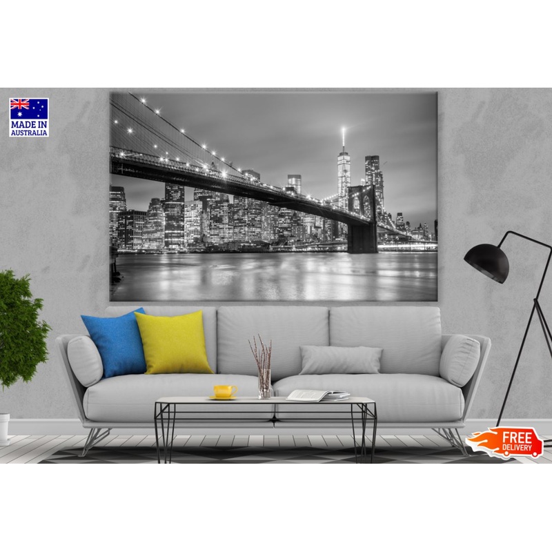 Brooklyn Bridge & NY City B&W Photograph Print 100% Australian Made