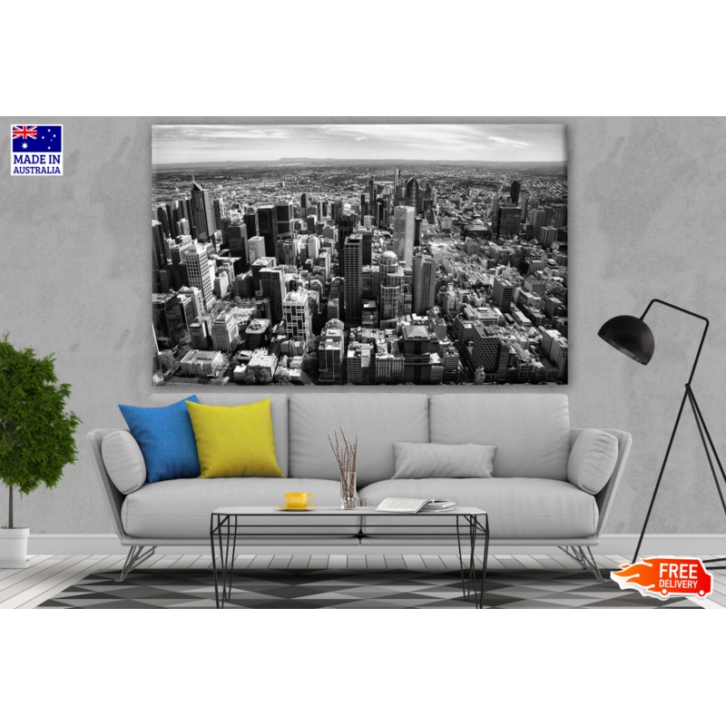 City Skyline View B&W Photograph Print 100% Australian Made