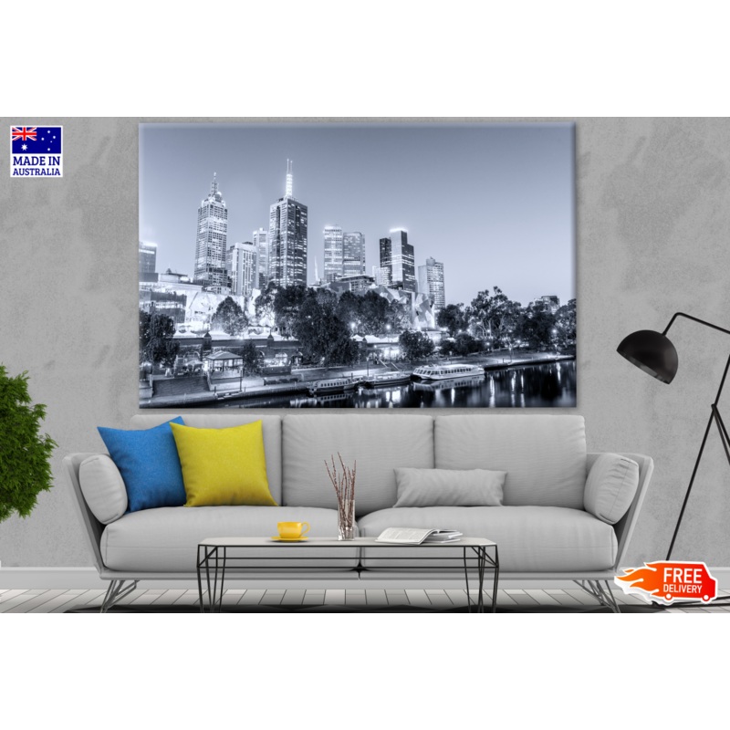 Cityscape of Melbourne, Australia B&W Photograph Print 100% Australian Made