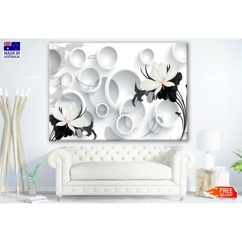 Floral & Circle 3 D Design Print 100% Australian Made