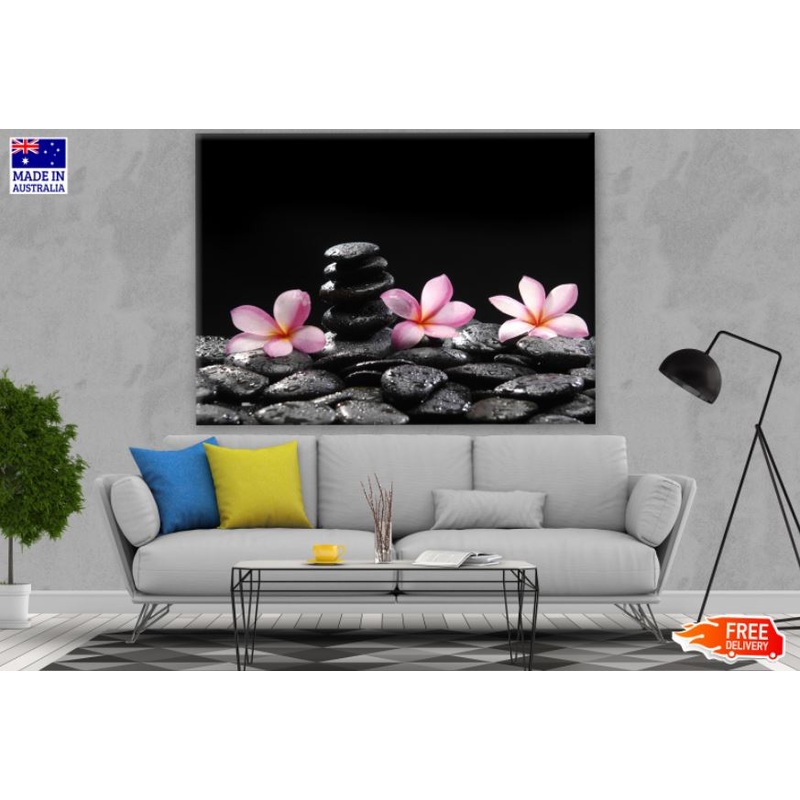 Flowers & Spa Stones B&W Photograph Print 100% Australian Made