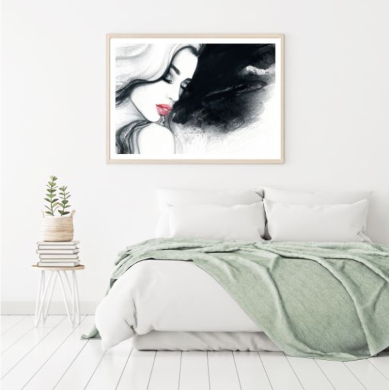 Girl Face B&W Watercolor Painting Home Decor Premium Quality Poster Print Choose Your Sizes