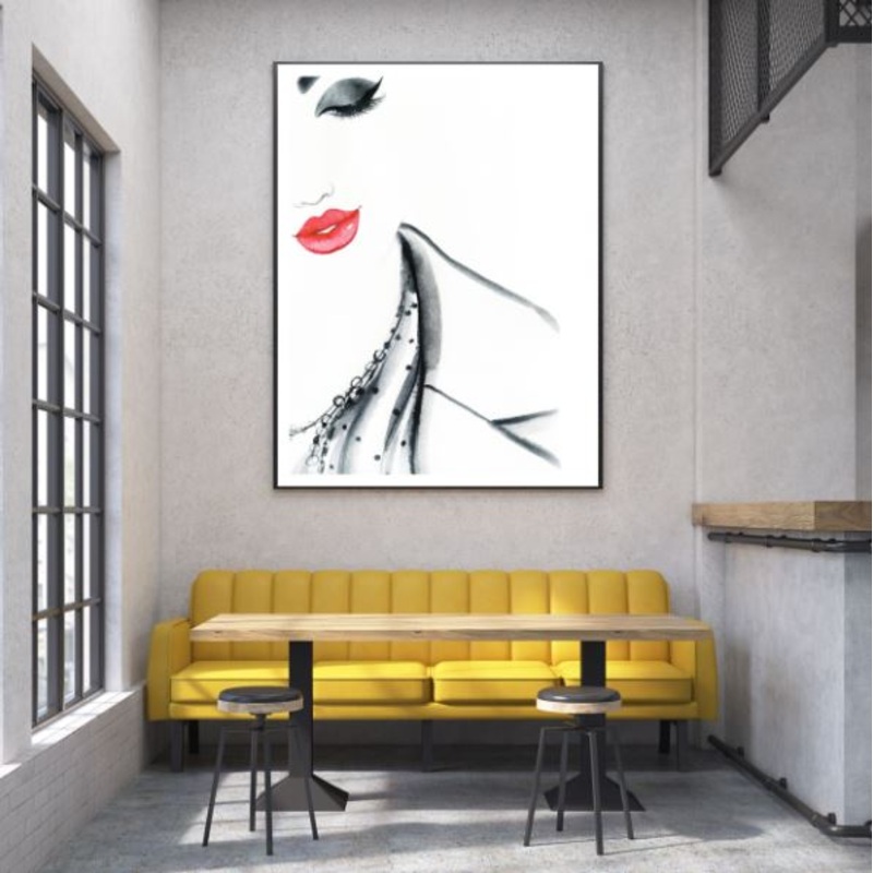 Girl Portrait B&W Painting Home Decor Premium Quality Poster Print Choose Your Sizes