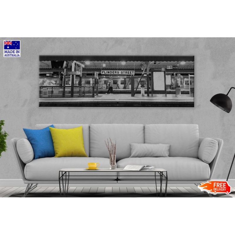 Panoramic Canvas Underground Train Station B&W Photograph High Quality 100% Australian Made Wall Canvas Print Ready to Hang