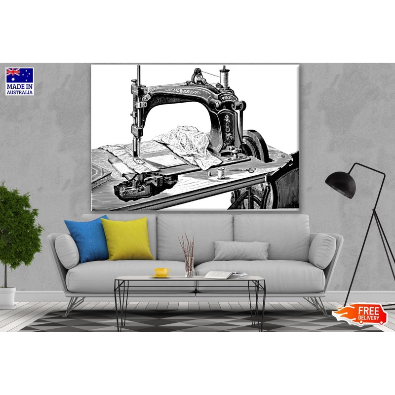 Sewing Machine B&W Drawing Print 100% Australian Made