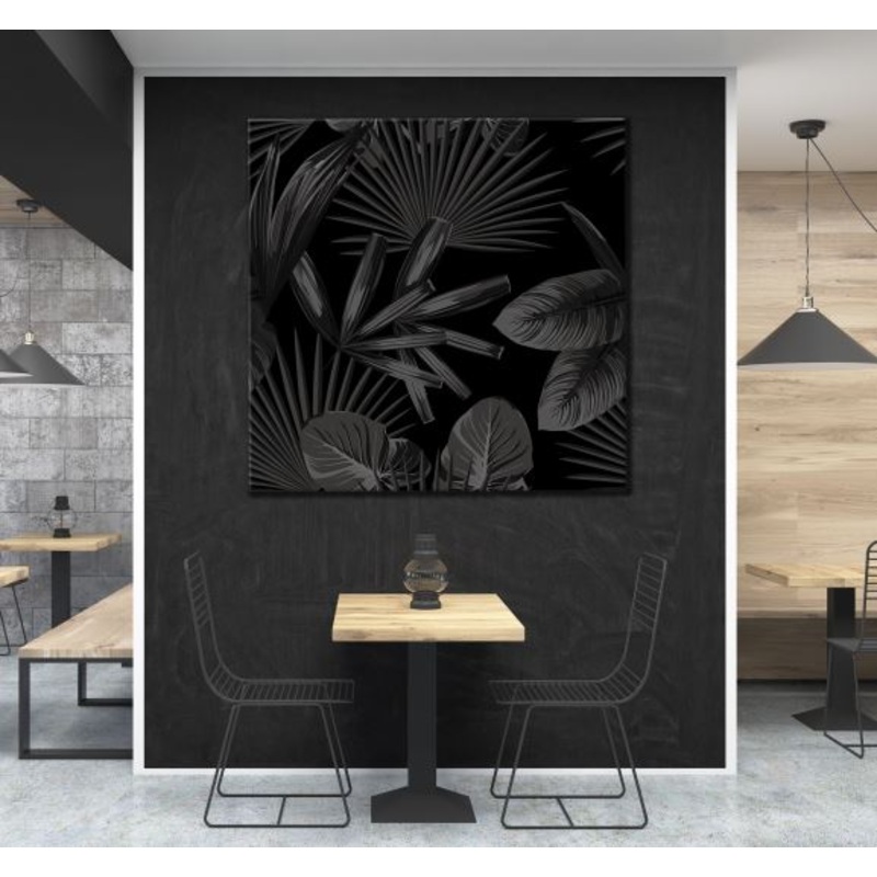 Square Canvas Leaves B&W Design High Quality Print 100% Australian Made