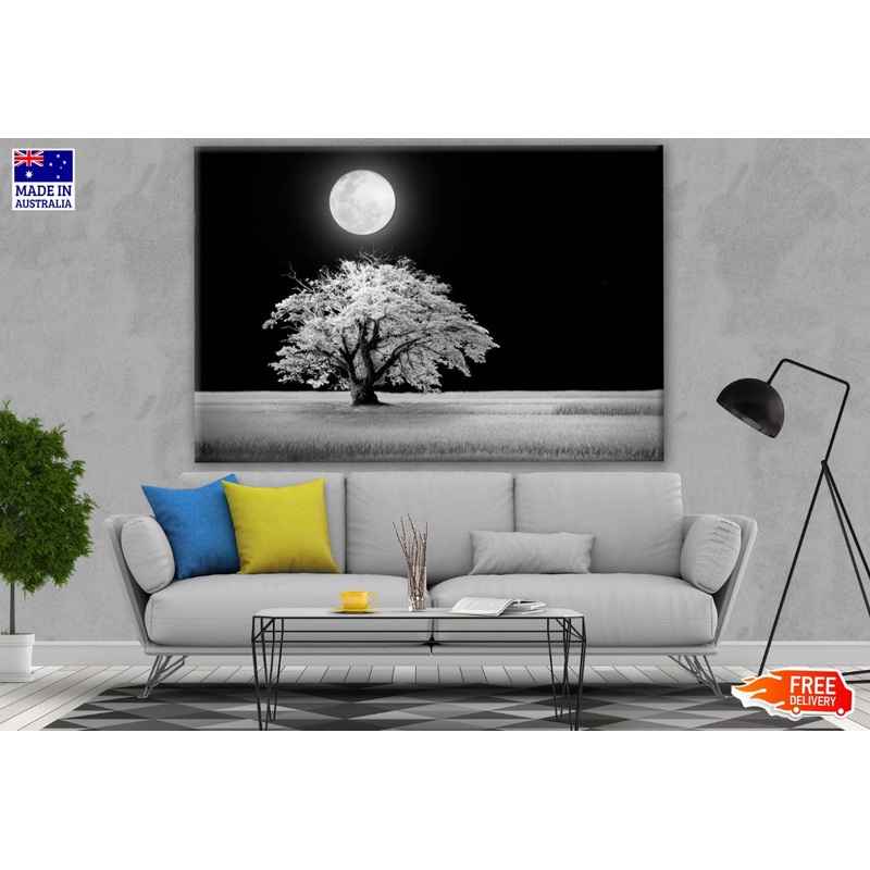 Tree & Moon B&W Photograph Print 100% Australian Made