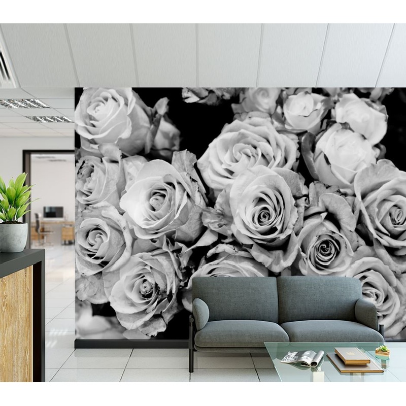 Wallpaper Murals Peel and Stick Removable B&W Flower Bunch Closeup High Quality