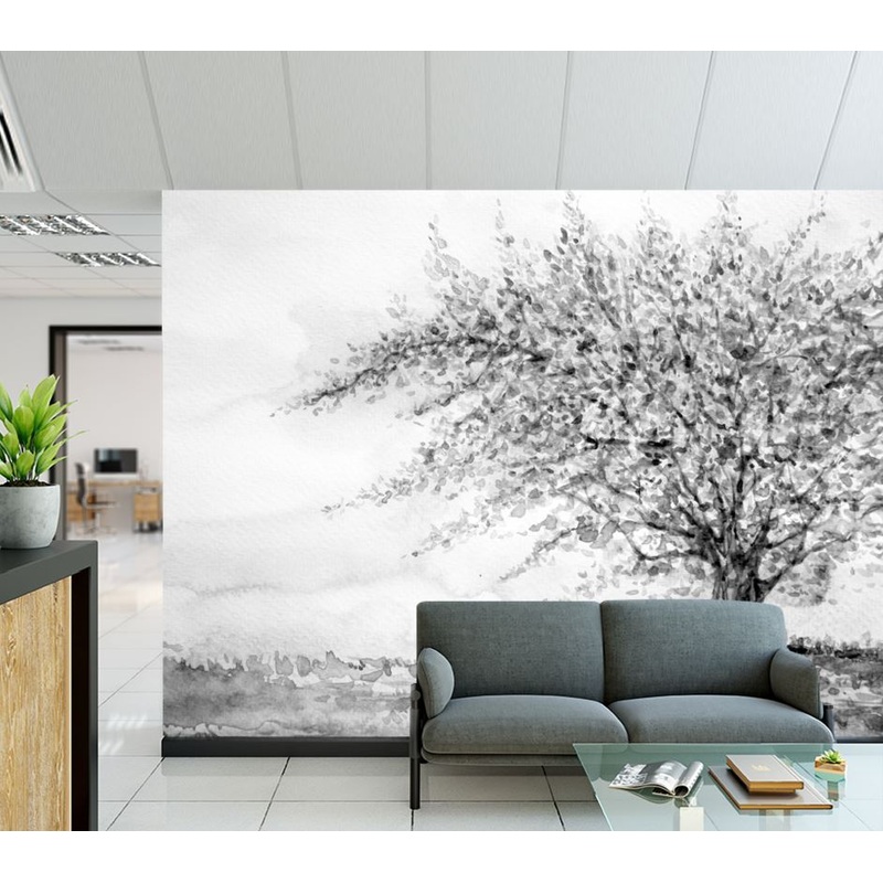 Wallpaper Murals Peel and Stick Removable B&W Tree Painting High Quality
