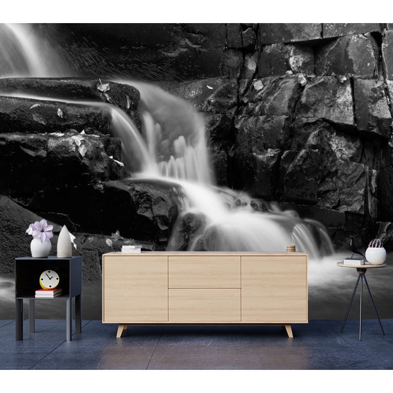 Wallpaper Murals Peel and Stick Removable B&W Waterfall High Quality