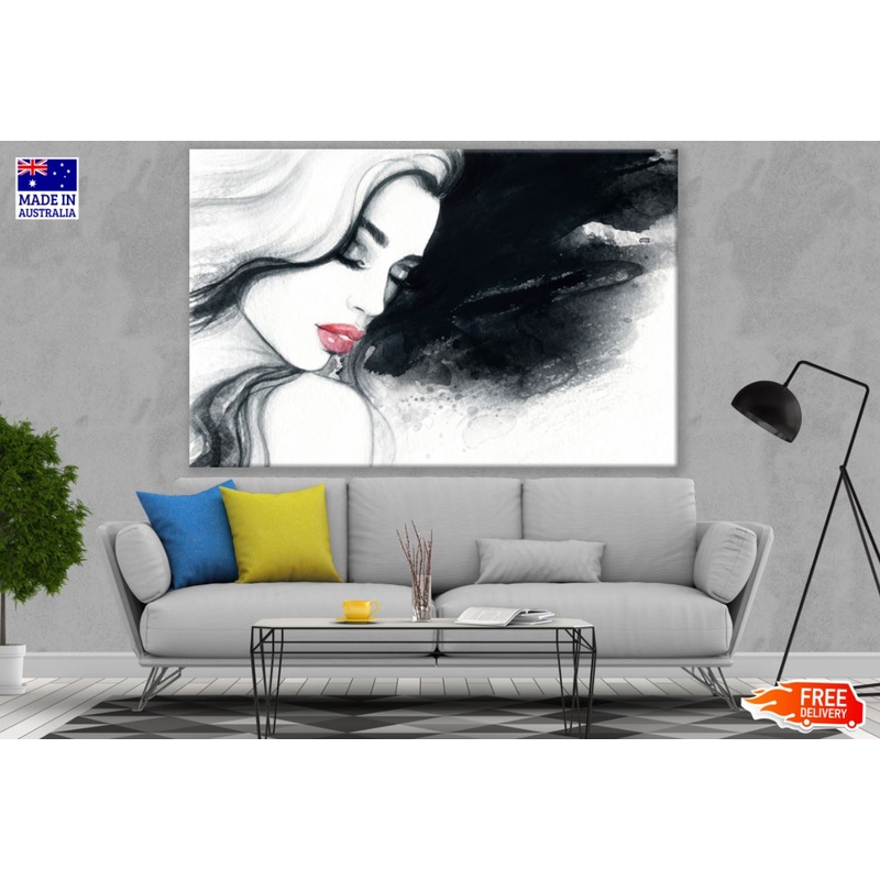 Woman Portrait B&W Painting Print 100% Australian Made