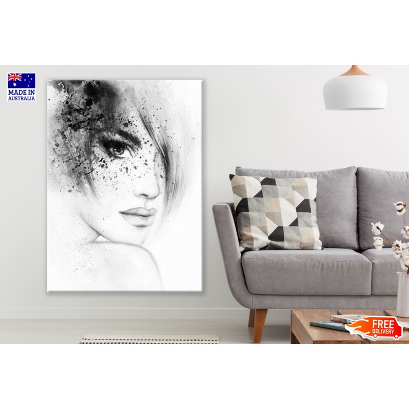 Woman Portrait B&W Watercolor Painting Print 100% Australian Made