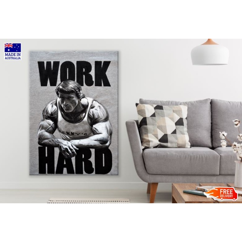 WORK HARD Motivational B&W Vector Art Print 100% Australian Made