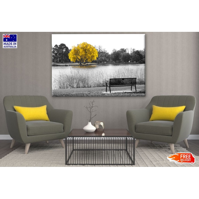 Yellow Leaves Tree B&W Photograph Print 100% Australian Made