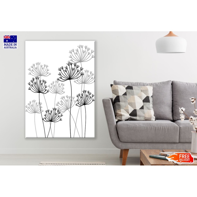 B&W Floral Line Art Print 100% Australian Made