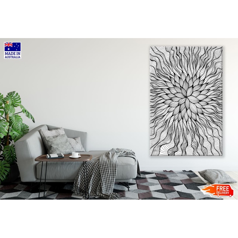 B&W Floral Pattern Vector Art Print 100% Australian Made