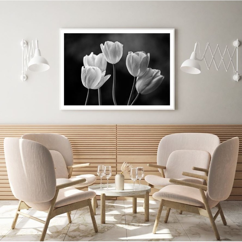 B&W Tulips Photograph Home Decor Premium Quality Poster Print Choose Your Sizes