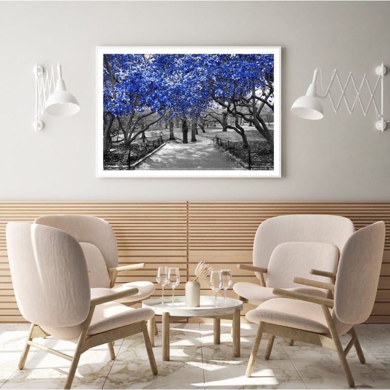 Blue Leaves Tree B&W Photograph Home Decor Premium Quality Poster Print Choose Your Sizes