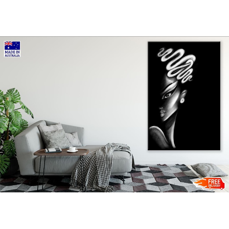 Fashion Woman B&W Pastel Painting Print 100% Australian Made