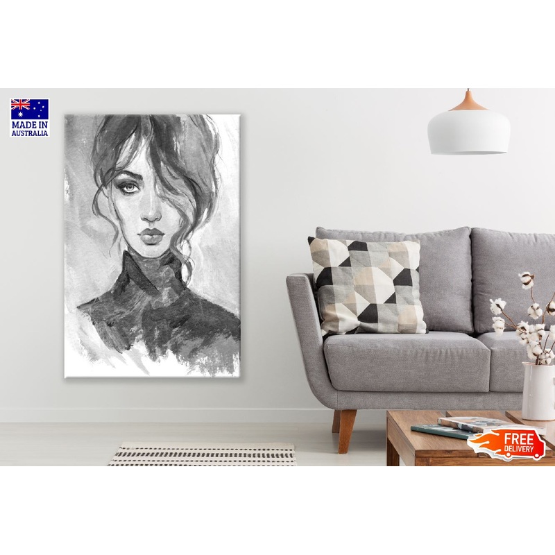 Fashion Woman B&W Watercolor Painting Print 100% Australian Made