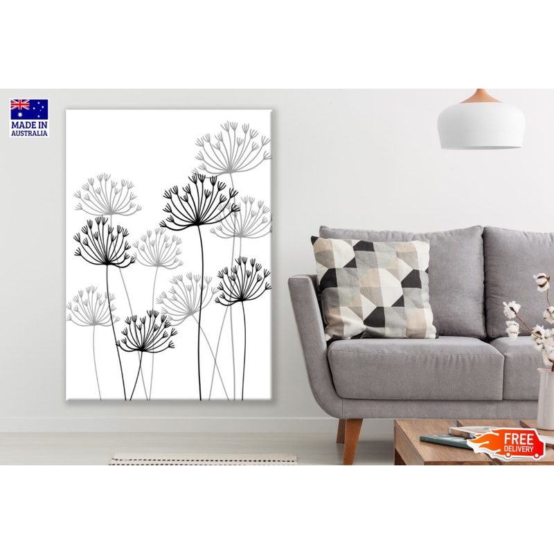 Flowers B&W Line Art esign Print 100% Australian Made