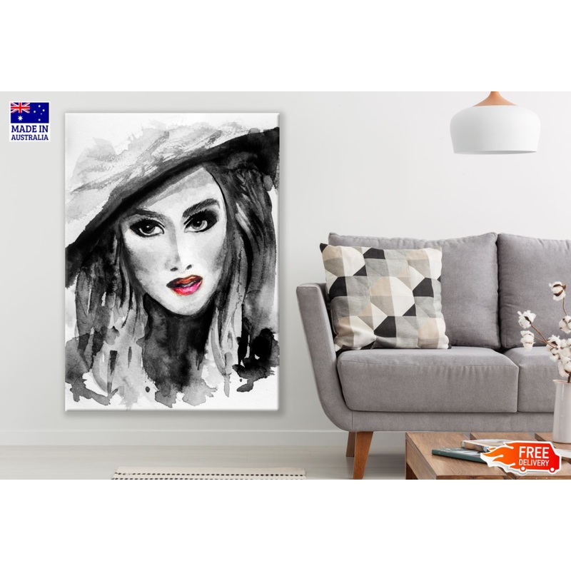 Girl Portrait B&W Painting Print 100% Australian Made