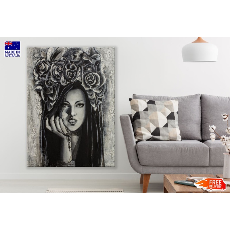 Girl with Floral Headdress Paint Print 100% Australian Made