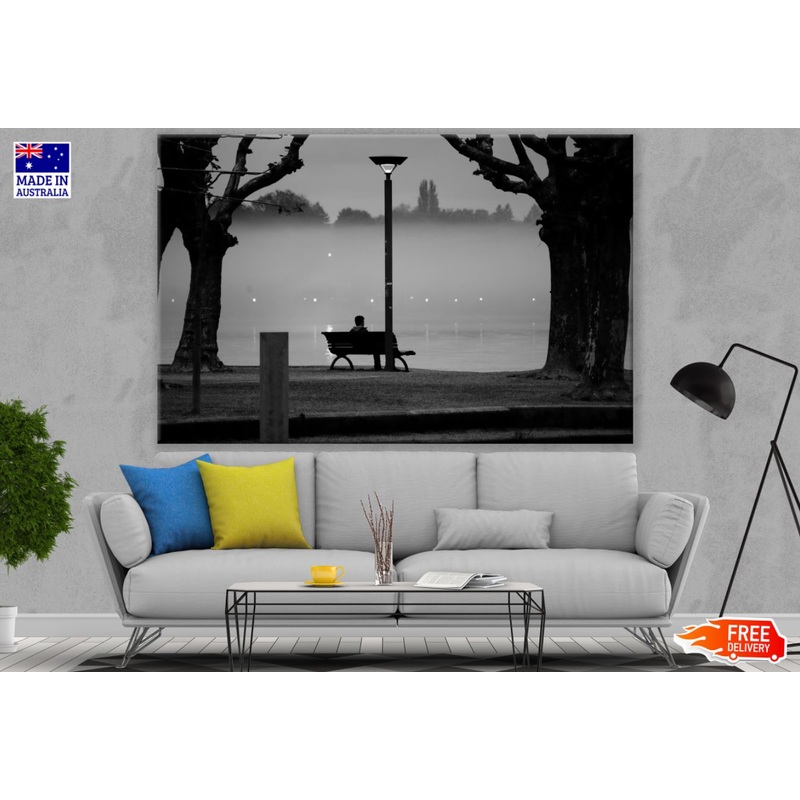 Man on Bench City Street View Print 100% Australian Made