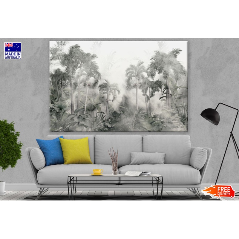 Palm Tree Forest B&W Painting Print 100% Australian Made
