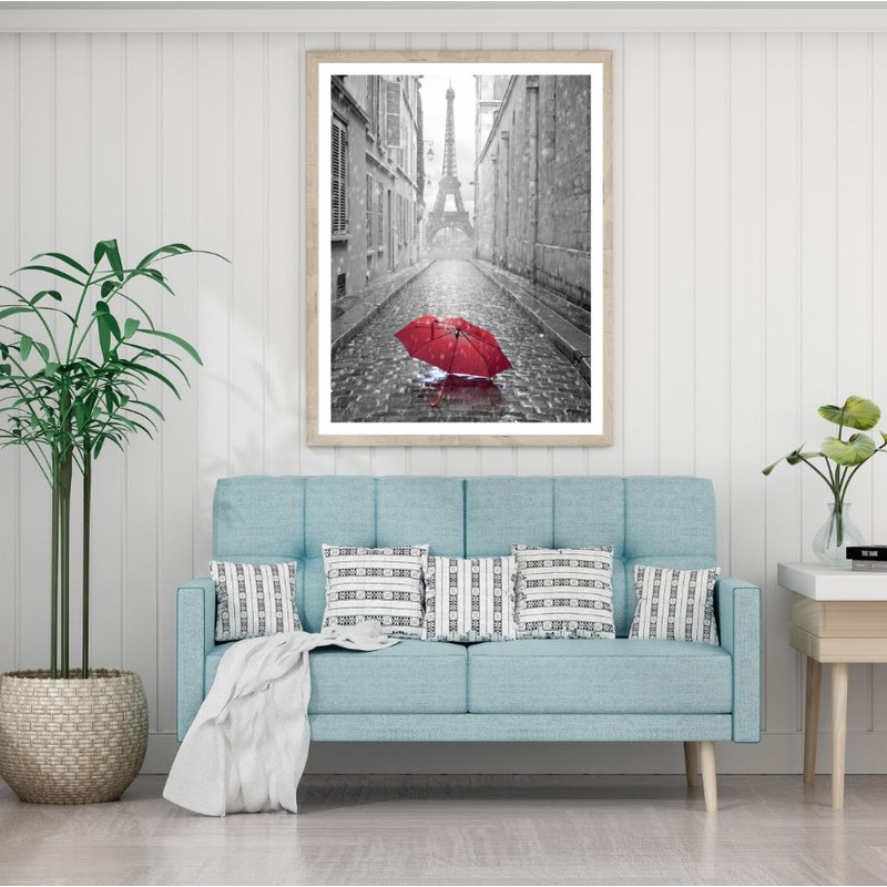 Red Umbrella on Paris Street Home Decor Premium Quality Poster Print Choose Your Sizes