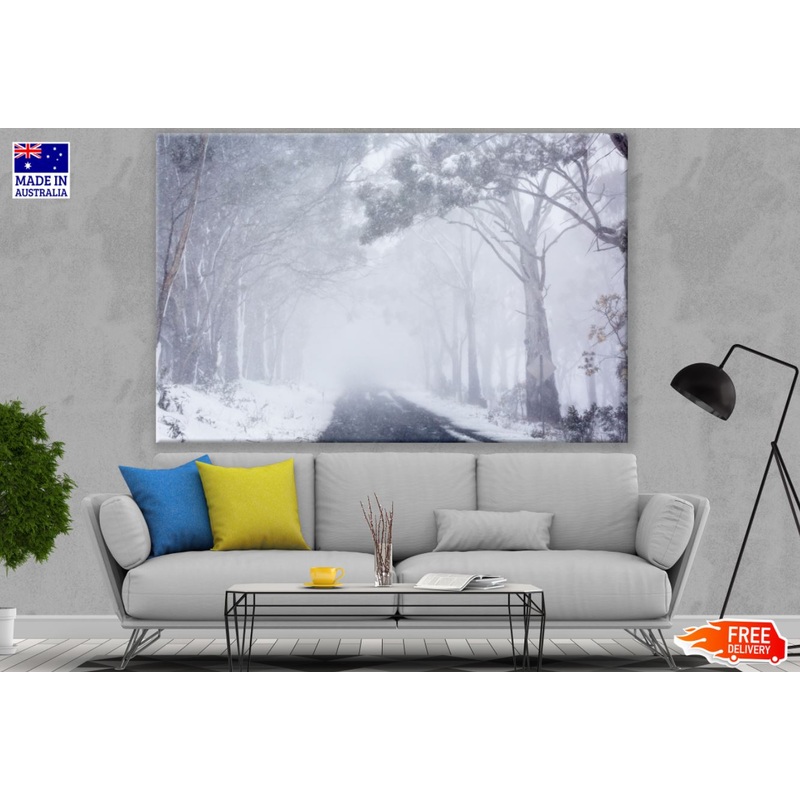 Snow Misty Road Photograph Print 100% Australian Made
