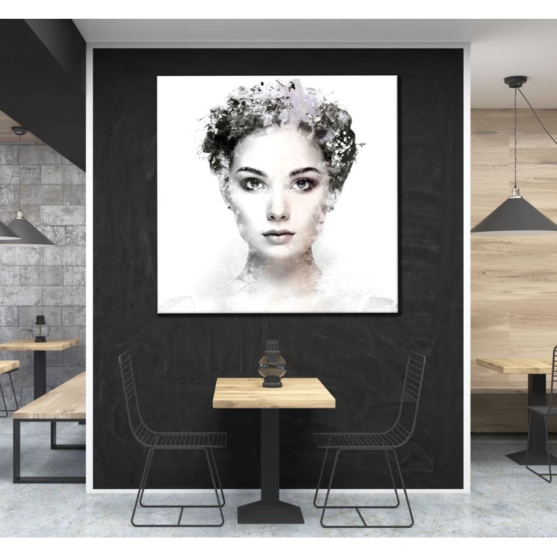 Square Canvas Girl Face B&W Photograph High Quality Print 100% Australian Made
