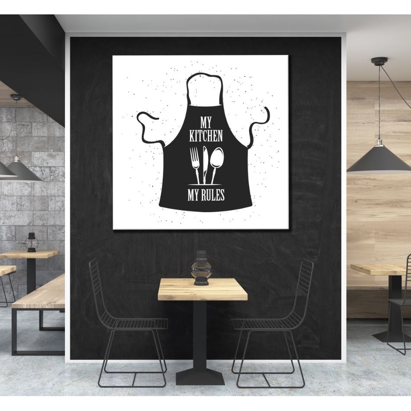 Square Canvas Kitchen Apron B&W Vector Art High Quality Print 100% Australian Made