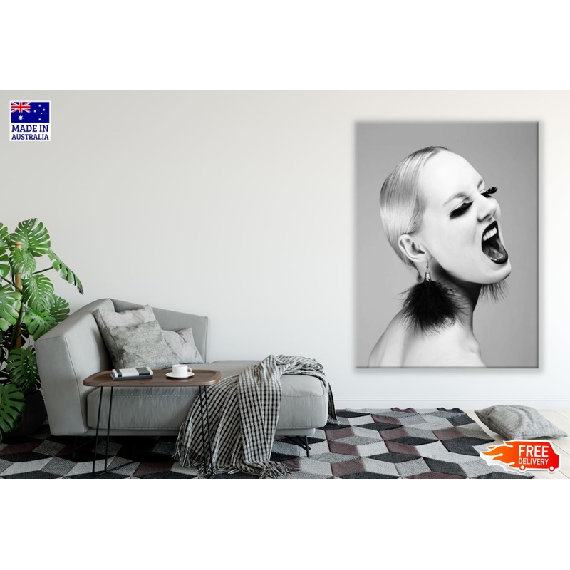 Woman Face Closeup Fashion B&W Photograph Print 100% Australian Made