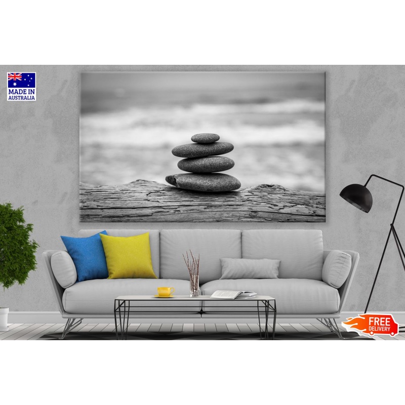 Zen Stones Closeup B&W Photograph Print 100% Australian Made