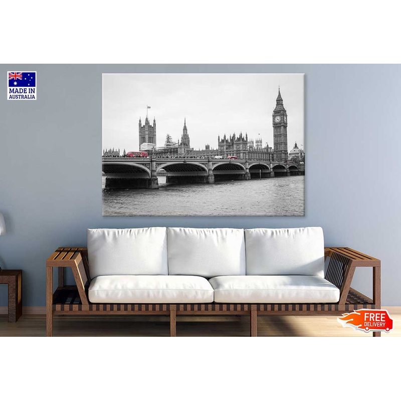 Big Ben Tower & Bridge B&W View Photograph Print 100% Australian Made