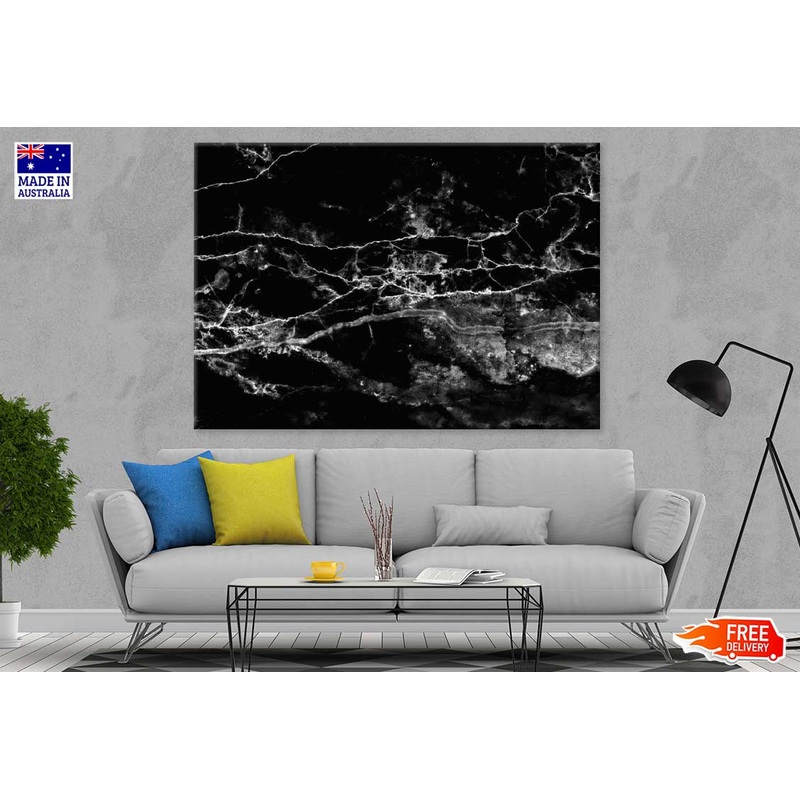 Black Marble Texture B&W Abstract Design Print 100% Australian Made